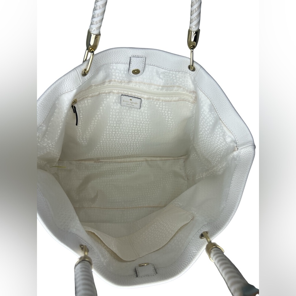 Kate Spade Hampton Road White Leather Tote Bag GUC - Picture 6 of 14
